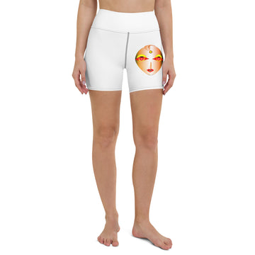 Gold Spiritually Fit Front Side Print Yoga Shorts