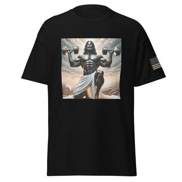 Black Jesus Shoulder Dumbbell Press - Blessed T-Shirt