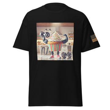 Cupcake with Colorful Frosting and Sprinkles Pumping Iron T-Shirt