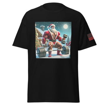 Santa Claus At The North Pole Performing Deadlifts With Heavy Dumbbells T-Shirt