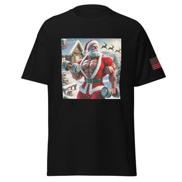Santa Clause Lifting Dumbbells T-Shirt