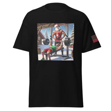Santa and Strong Elf Bench Press T-Shirt