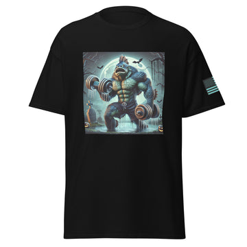 Sea Lagoon Monster Performing Dumbbell Curls T-Shirt