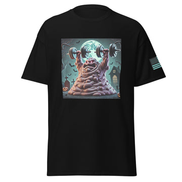 Blob Monster Performing Overhead Dumbbell Shoulder Press T-Shirt