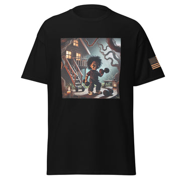 Creepy Doll Performing Dumbell Curls T-Shirt