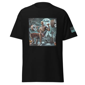 Skeleton Performing Incline Bench Barbell Chest Press T-Shirt