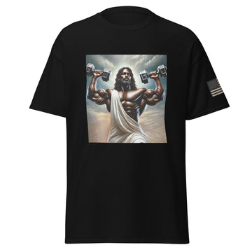 Black Jesus Shoulder Dumbbell Press T-Shirt