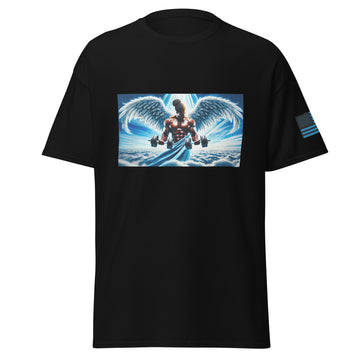 Black Male Angel Performing Dumbbell Curls 2 T-Shirt