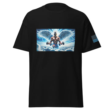 Black Male Angel Performing Dumbbell Curls T-Shirt